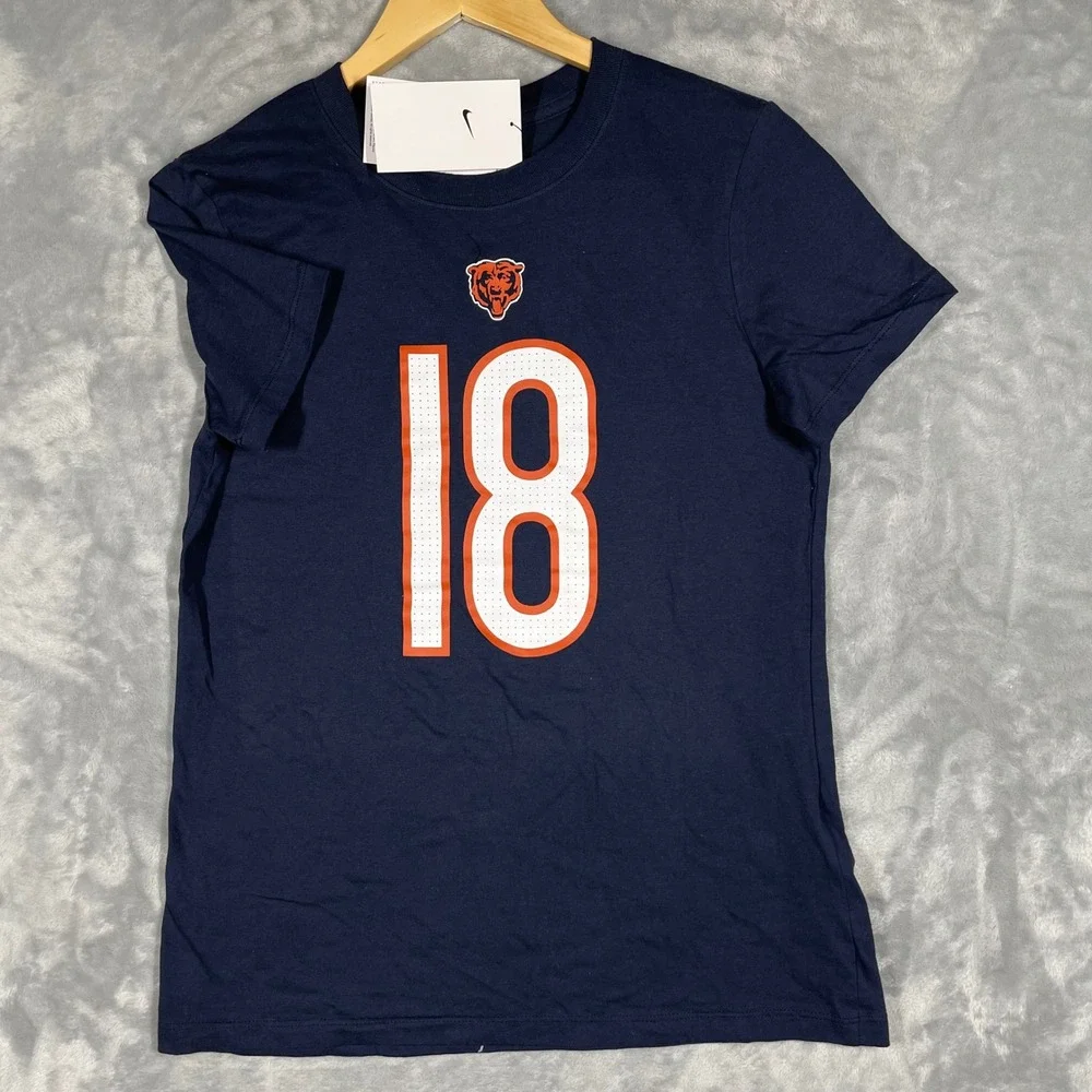 Nike Chicago Bears Caleb Williams 18 Womens Navy Blue NFL T-Shirt S NEW